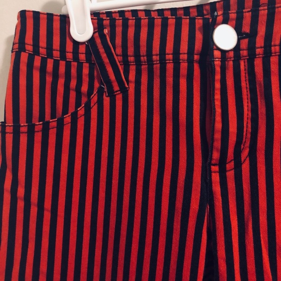 DIVIDED red + black striped skinny jeans - Picture 6 of 11